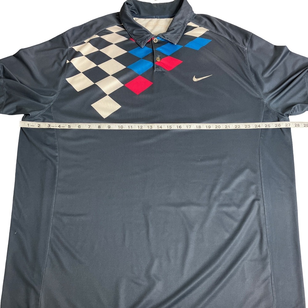 Nike Golf Tour Performance Dri-FIT Polo Shirt Mens XXL Blue Gray Retro Diamond - Picture 16 of 16